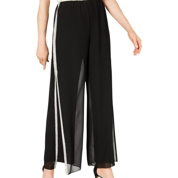 28th & Park Womens Rhinestone Trim Casual Wide Leg Pants, Black, Small