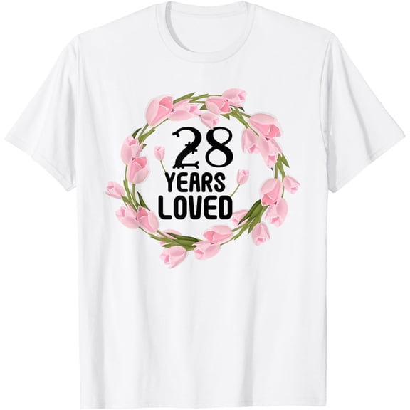 28th Wedding Anniversary for Him Her 28 Years Loved T-ShirtMen and women, Black T-shirt, size: Extra large S-4XL