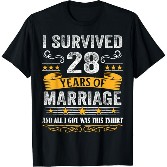28th Wedding Anniversary shirt Couples Husband Wife 28 Years T-Shirt