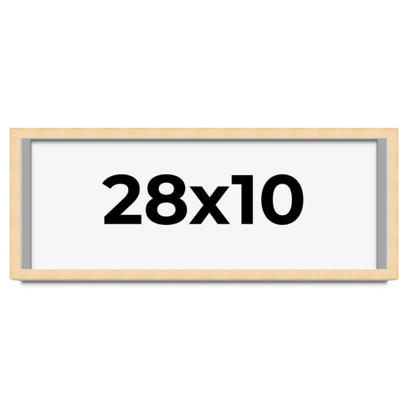 28x10 Frame Beige Real Wood Picture Frame Width 0.75 inches | Interior Frame Depth 0.5 inches |