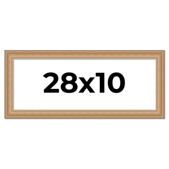 28x10 Frame Charleston Honey Brown Solid Wood Picture Frame Width 1.75 Inches | Interior Depth 0.5