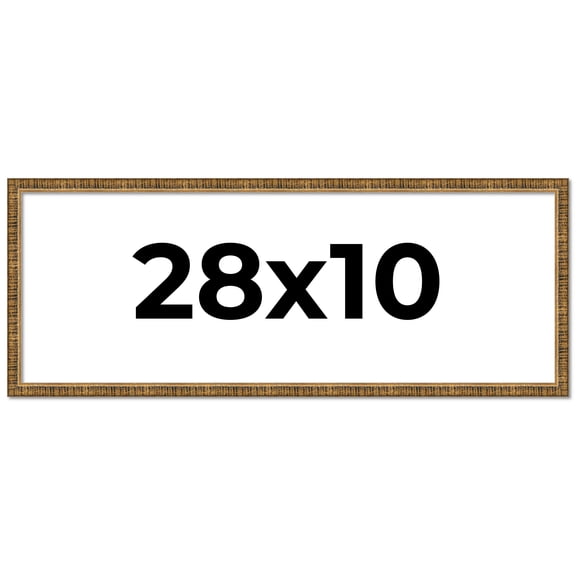 28x10 Frame Gold Picture Frame - Complete Modern Photo Frame Includes UV Acrylic Shatter Guard