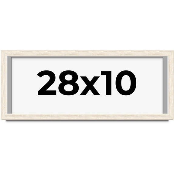 28x10 Shadow Box Frame White | 1.125 Inches Deep Real Wood Rustic Shadowbox Display Frame | UV