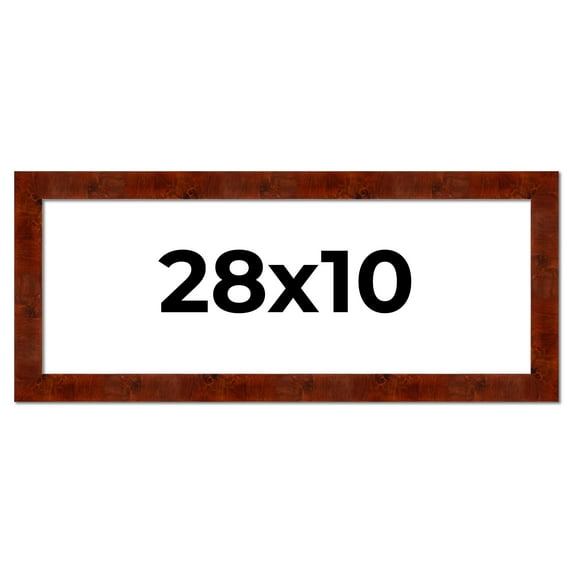 28x10 Walnut Brown Veneer Real Wood Picture Frame Width 1.75 inches | Interior Frame Depth 0.5