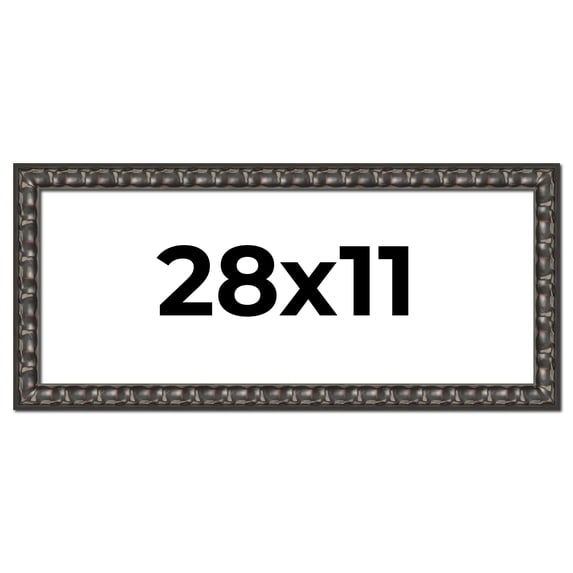 28x11 Frame Black-Brown Medieval Solid Wood Picture Frame | 1.5 Inch Moulding Width | Gotham