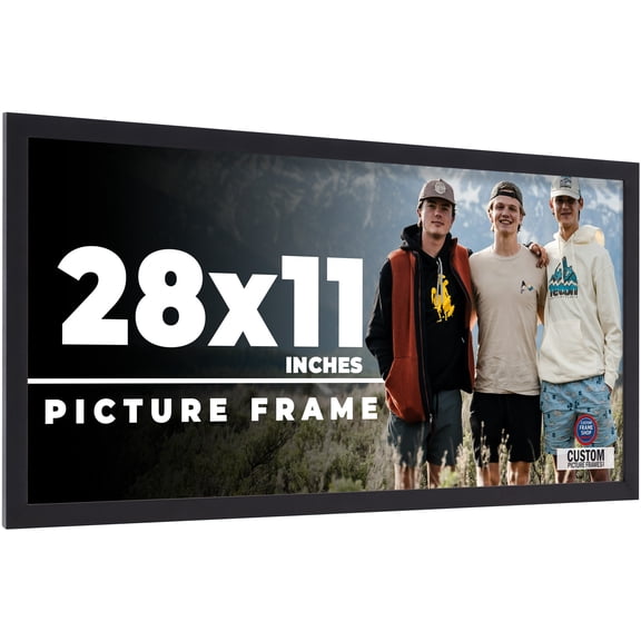 28x11 Frame Black Real Wood Picture Frame Width 0.75 inches | Interior Frame Depth 0.5 inches |