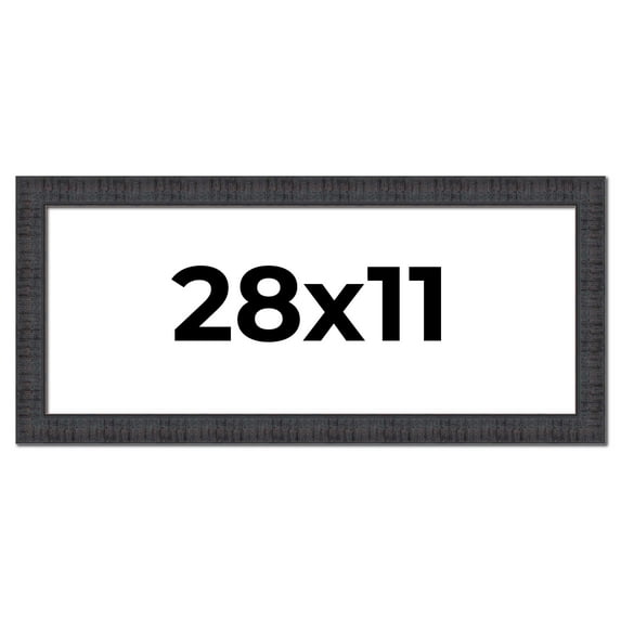 28x11 Frame Brown Rustic Solid Wood Picture Frame 1.5 Inches Wide | Interior Frame Depth 0.5 Inches