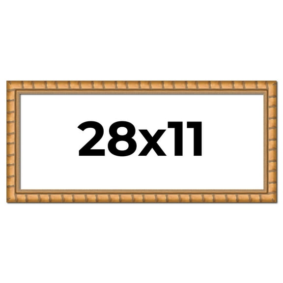 28x11 Frame Gold Real Wood Picture Frame Width 1.5 inches | Interior Frame Depth 0.5 inches |