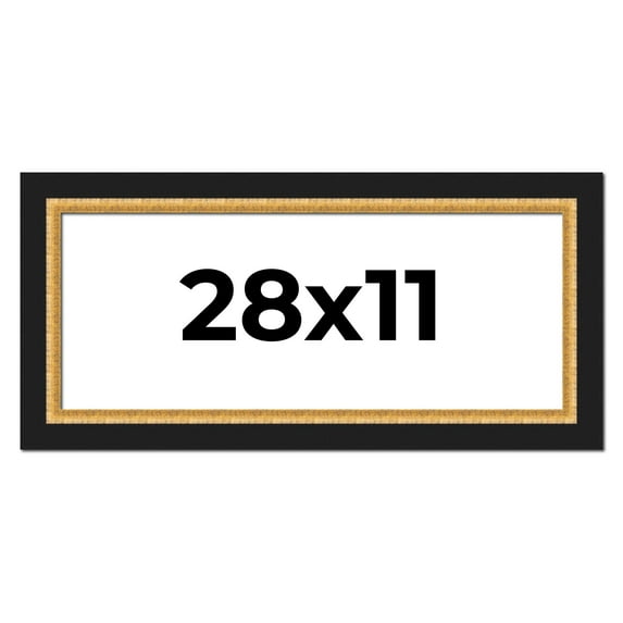 28x11 Frame Gold Real Wood Picture Frame Width 2.25 Inches | Interior Frame Depth 0.5 Inches |