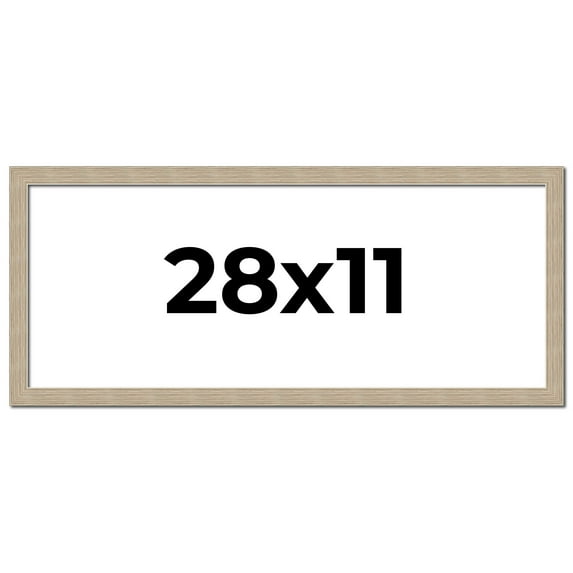 28x11 Frame Grey Solid Wood Picture Frame Width 1 Inches | Interior Frame Depth 0.5 Inches |
