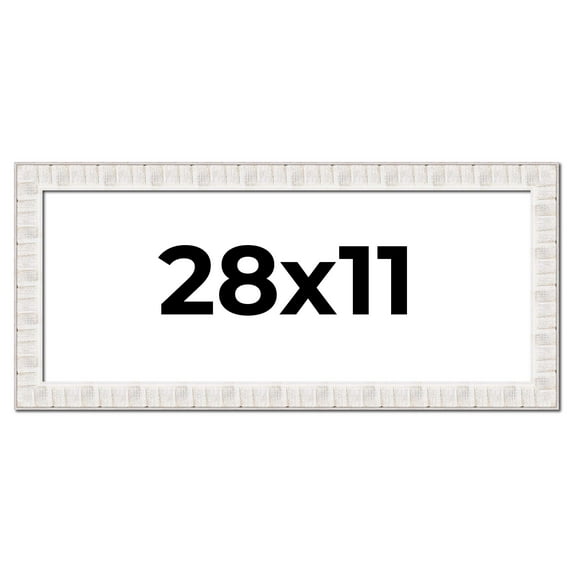 28x11 Frame White Sonoma Rustic Wood Picture Frame | 1.5 Inch Moulding Width | Complete with UV