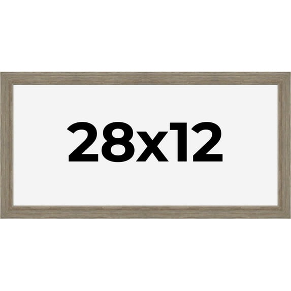 28x12 Frame Gray Barnwood Rustic Solid Wood Picture Frame | 1.5 Inch Moulding Width | Includes UV