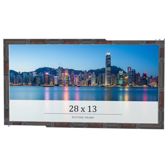 28x13 Frame Brown Bamboo with Dark Coffee/Walnut Finish | Solid Wood Picture Frame Width 0.75