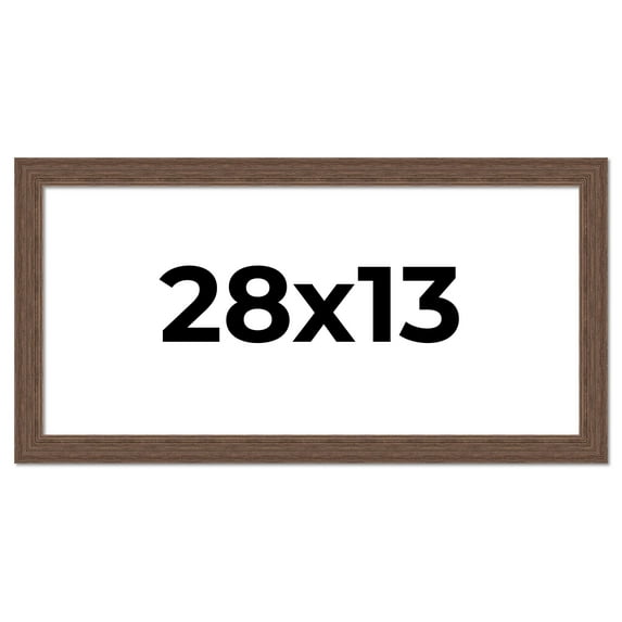 28x13 Frame Brown Farmhouse Solid Wood Picture Frame Width 1.5 Inches | Interior Frame Depth 0.5