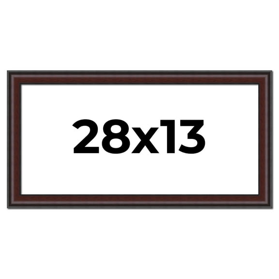 28x13 Frame Brown Round Mahogany Solid Wood Picture Frame | 1.625 Inch Moulding Width | with UV