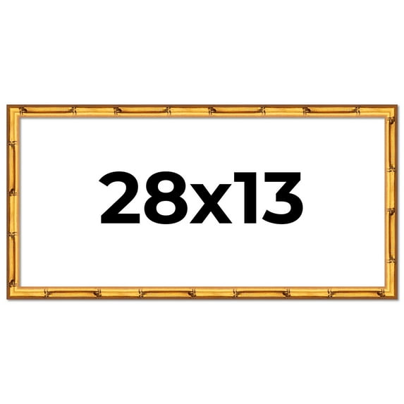 28x13 Frame Gold Bamboo Solid Wood Picture Frame | 1 Inch Moulding Width | Interior Frame Depth