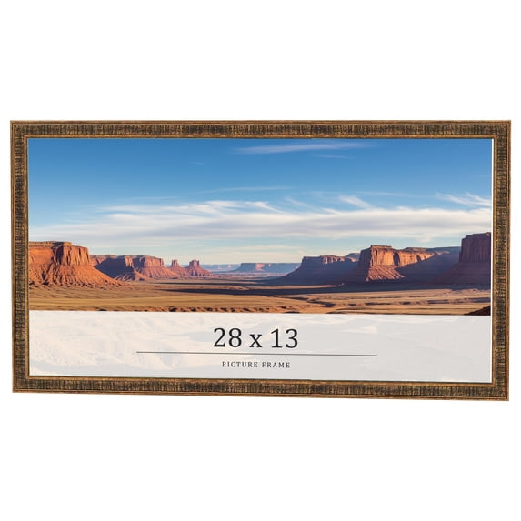 28x13 Frame Gold Kingsley Distressed Solid Wood Picture Frame Width 0.75 Inches | Interior Frame