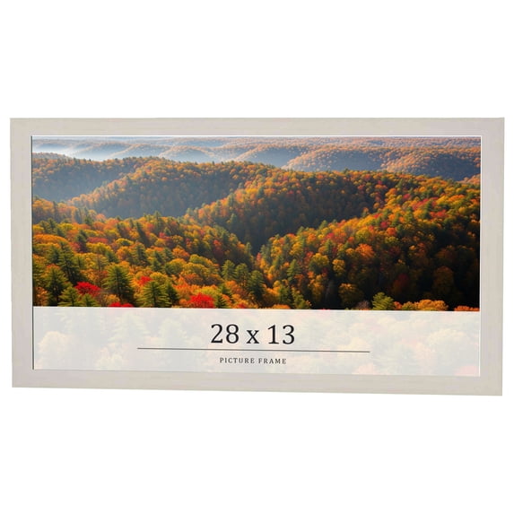 28x13 Frame White Wheat Solid Wood Picture Frame | Moulding Width 0.75 Inches | Interior Depth 0.5