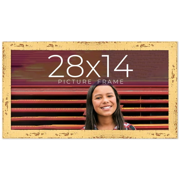 28x14 Frame Yellow Real Wood Picture Frame Width 1.25 inches | Interior Frame Depth 0.5 inches |