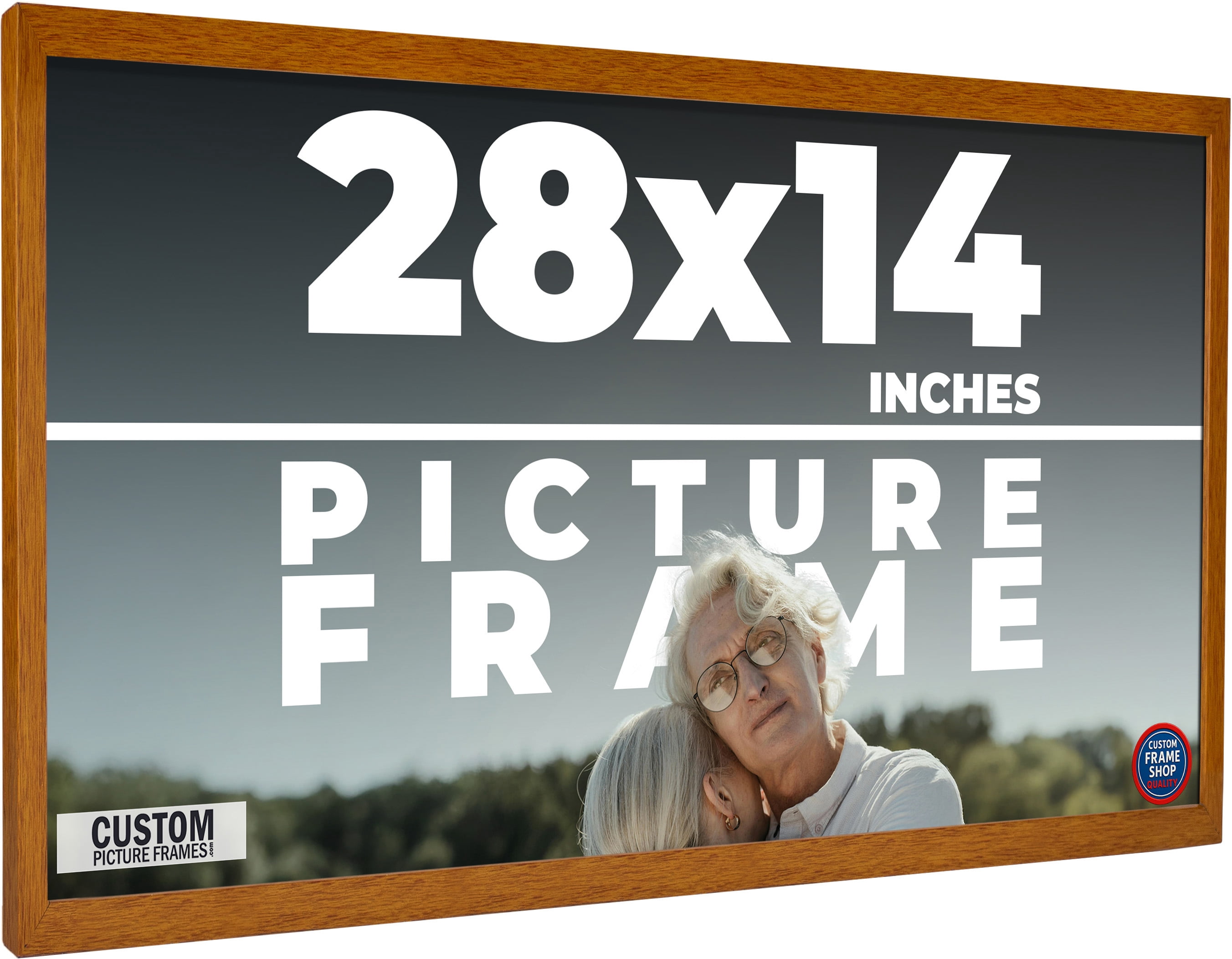 28x14 Honey Brown Real Wood Picture Frame Width 0.75 inches | Interior ...