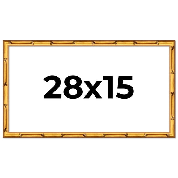 28x15 Frame Gold Bamboo Solid Wood Picture Frame | 1 Inch Moulding Width | Interior Frame Depth
