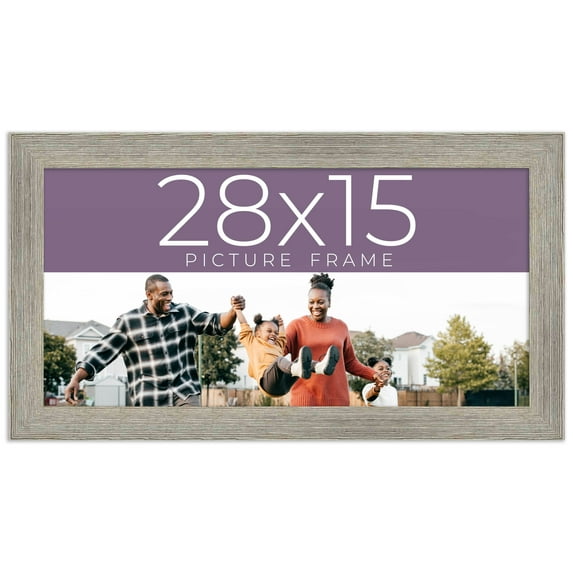 28x15 Frame Grey Real Wood Picture Frame Width 1.5 Inches | Interior Frame Depth 0.5 Inches | Barn