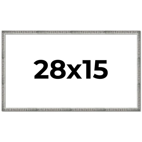 28x15 Frame Silver Grey Distressed Solid Wood Picture Frame | 0.75 Inch Moulding Width | Interior