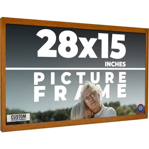 28x15 Honey Brown Real Wood Picture Frame Width 0.75 inches | Interior Frame Depth 0.5 inches |