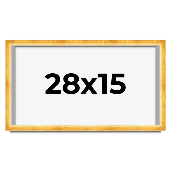 28x15 Shadow Box Frame Gold | 1.625 Inches Deep Real Wood Traditional Shadowbox Display Frame | UV