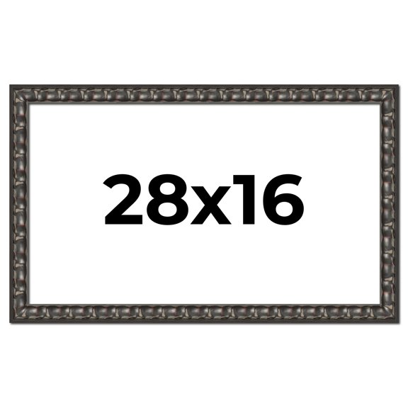 28x16 Frame Black-Brown Medieval Solid Wood Picture Frame | 1.5 Inch Moulding Width | Gotham