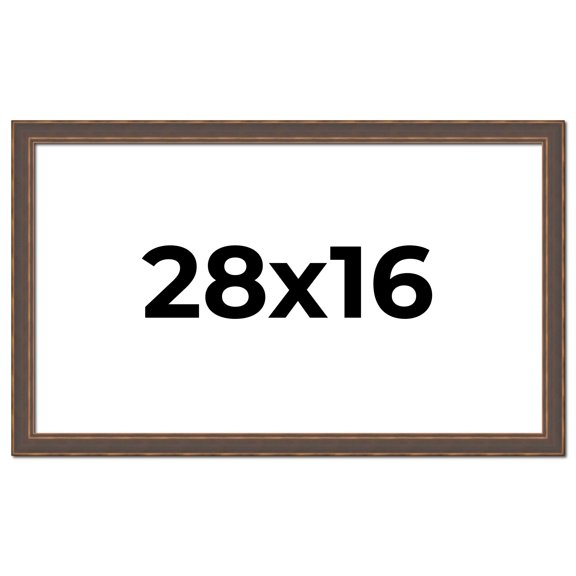 28x16 Frame Golden Caramel Solid Wood Bronze Picture Frame | 1.25 Inch Moulding Width | 0.5 Inch