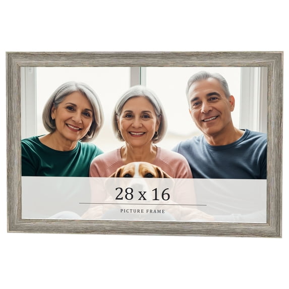 28x16 Frame Grey Solid Wood Picture Frame Width 1 Inches | Interior Frame Depth 0.5 Inches |
