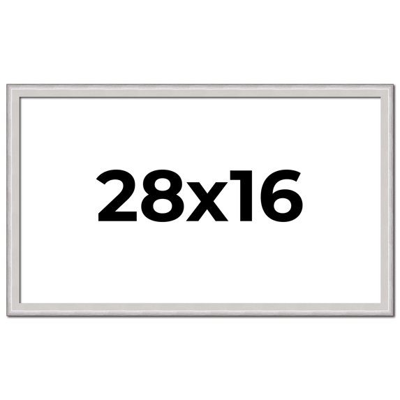 28x16 Frame Silver Inner Slope Bevel Picture Frame | 1 Inch Moulding Width | 0.75 Inch Rabbet Depth