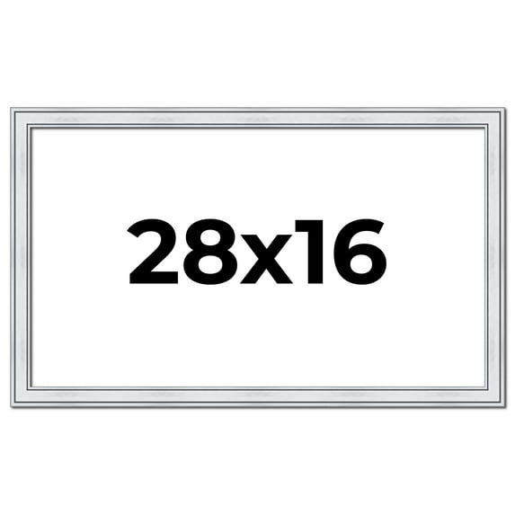 28x16 Frame Sterling Silver Solid Wood Picture Frame | 1.25 Inch Moulding Width | 0.75 Inch