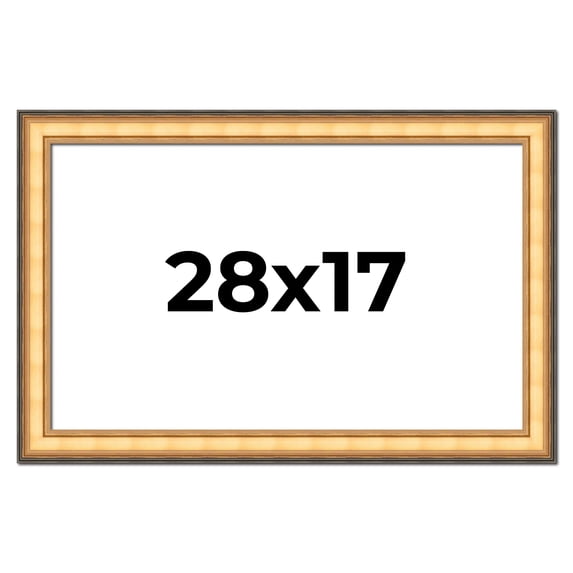 28x17 Frame Gold Plein Aire Solid Wood Picture Frame Width 2 Inches | Interior Frame Depth 0.5