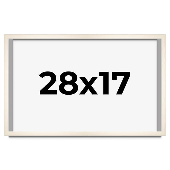 28x17 Frame White Wash Solid Wood Picture Frame | 0.75 Inch Moulding Width | Includes UV Acrylic