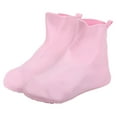 thumbnail image 1 of 28x17cm Silicone Reusable Foldable Overshoes Rain Galoshes Waterproof Shoe Cover, Pink, 1 of 6