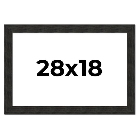 28x18 Distressed/Aged Black Wood Picture Frame - UV Acrylic, Foam Board Backing, & Hanging Hardware Included!