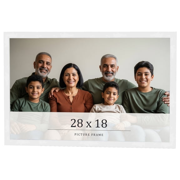 28x18 Frame White Real Wood Picture Frame Width 0.75 inches | Interior Frame Depth 0.5 inches |