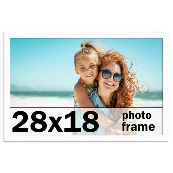 28x18 Frame White Solid Wood Picture Frame Includes UV Acrylic Shatter Guard Front, Acid Free Foam