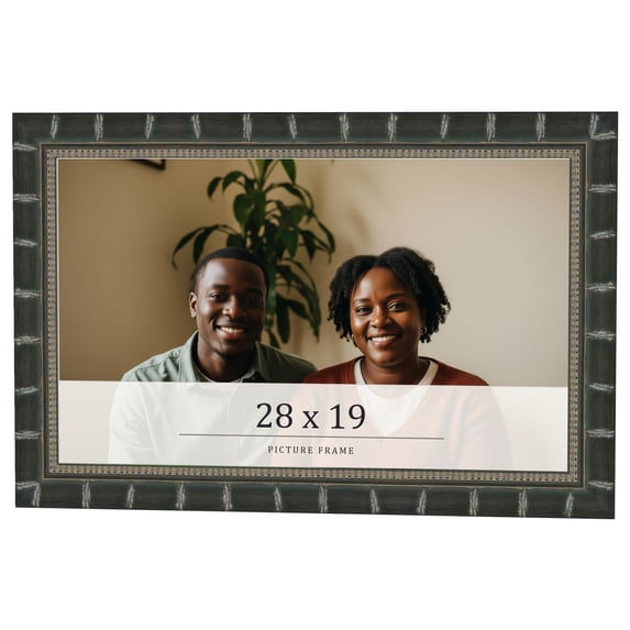 28x19 Frame Black Bamboo Solid Wood Picture Frame Width 1.5 Inches | Interior Frame Depth 0.5