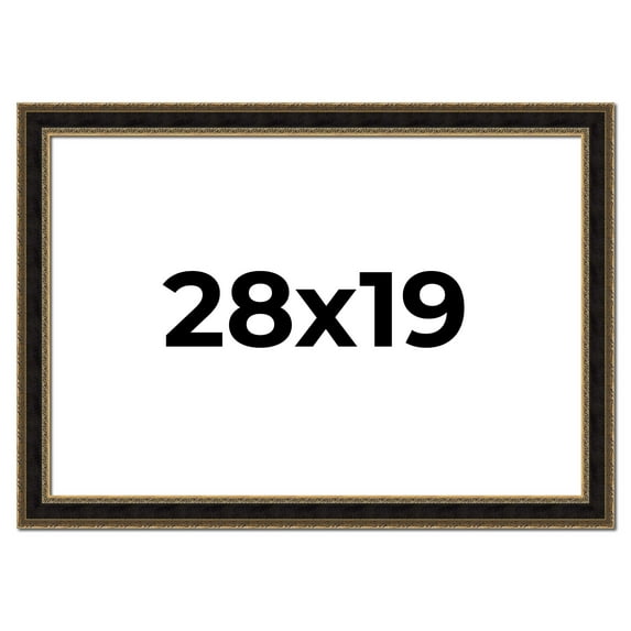 28x19 Frame Gold Antique Vintage Sold Wood Picture Frame | 1.75 Inch Moulding Width | Interior