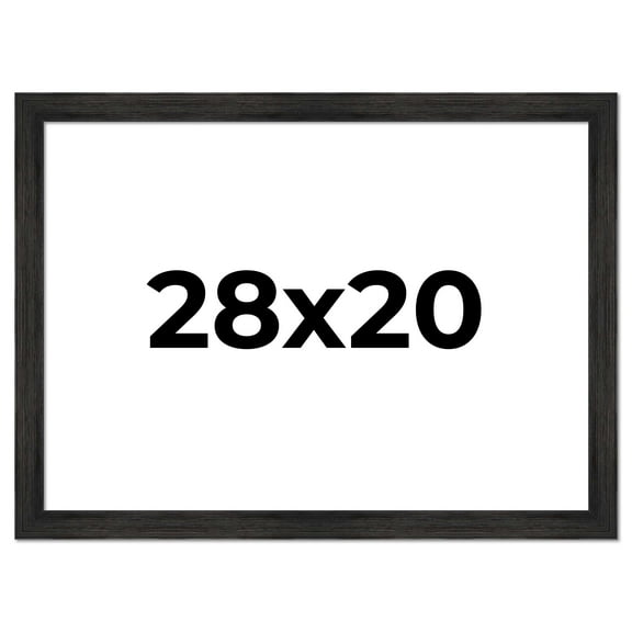 28x20 Black Rustic Wide Barnwood Picture Frame - UV Acrylic, Foam Board Backing, Hanging Hardware