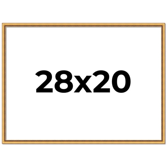 28x20 Frame Beaded Gold Solid Wood Picture Frame | 0.75 Inches Moulding Width | Liscio Oro