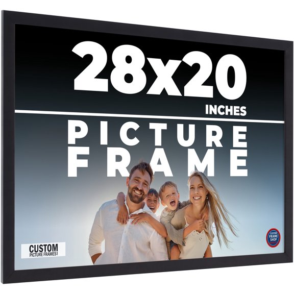 28x20 Frame Black Real Wood Picture Frame Width 0.75 inches | Interior Frame Depth 0.5 inches |