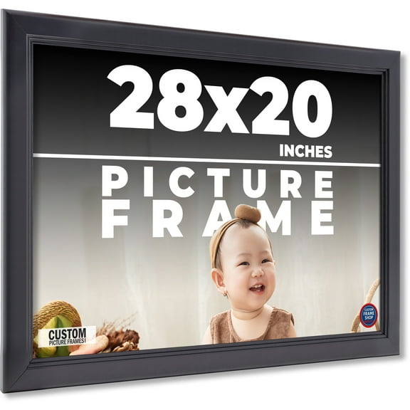 28x20 Frame Black Solid Wood Picture Frame - Complete Modern Photo Frame Includes UV Acrylic