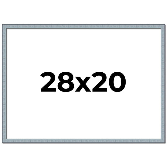 28x20 Frame Blue Scuffed Farm Board Solid Wood Picture Frame Width 0.75 Inches | Interior Depth 0.5