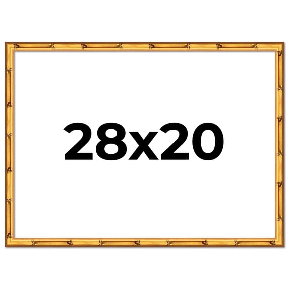 28x20 Frame Gold Bamboo Solid Wood Picture Frame | 1 Inch Moulding Width | Interior Frame Depth