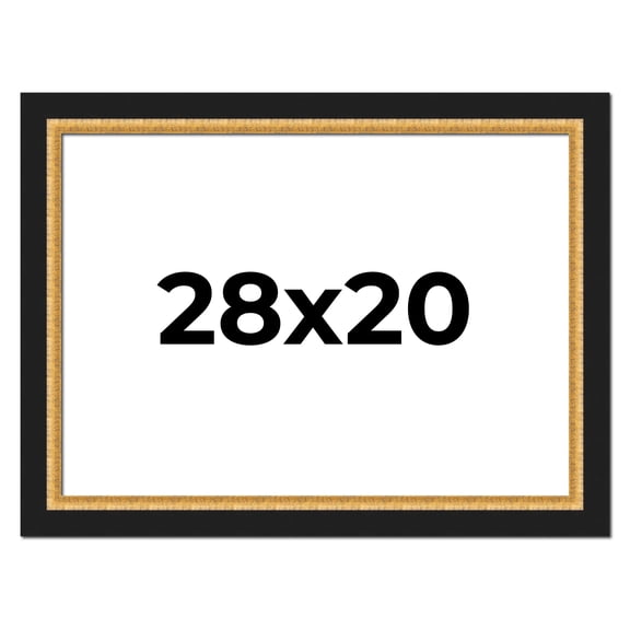 28x20 Frame Gold Real Wood Picture Frame Width 2.25 Inches | Interior Frame Depth 0.5 Inches |