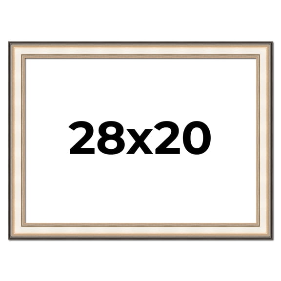 28x20 Frame Gold Silver Plein Aire 2" Inch Wide Moulding Solid Wood Picture Frame | Modena